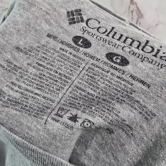 Columbia T Shirt Mens Medium Gray Short Sleeve Tee Crew Neck Tent Camping - Picture 3 of 11
